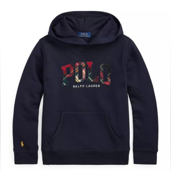 Polo Ralph Lauren - Plaid-Logo Fleece Hoodie - Navy - 4T - Picture 5 of 6